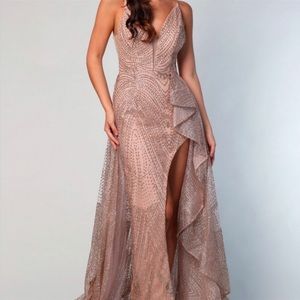 Gorgeous nude sheer beaded gown
